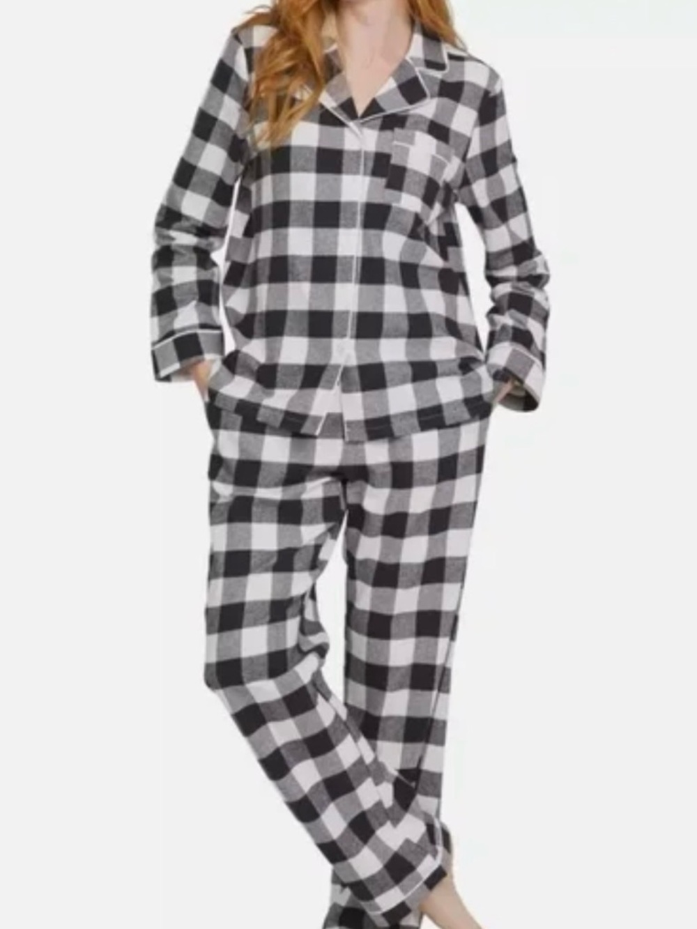 Black and White Buffalo Plaid Pajama Set by LandsEnd.